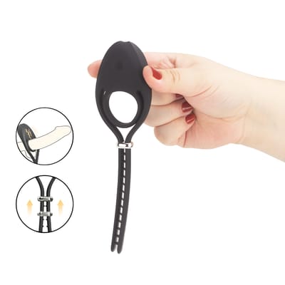 Anel Peniano Duplo em Silicone com Presilha de Ajuste, 9 Modos de Vibração e Recarregável - S-Hande Lock