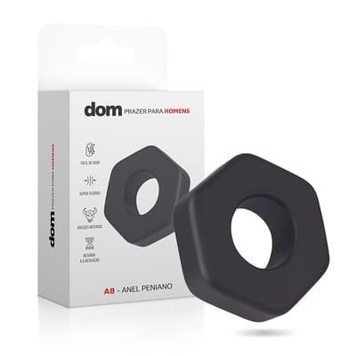 Anel Peniano em Silicone Preto - Dom A8 |2,1 x 4,8 cm