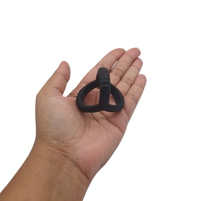Anel Peniano Triplo em Silicone com Texturas Massageadoras - 5 x 3,5 cm | Disponível em 2 Cores