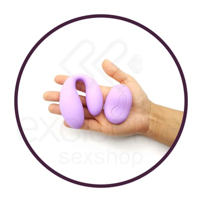 Vibrador para Casal Recarregável em Silicone com 10 Modos de Vibrações, Modo Turbo e Controle Remoto sem Fio - Aphrodisia U Smile | 8 x 6,2 cm | Disponível em 2 Cores