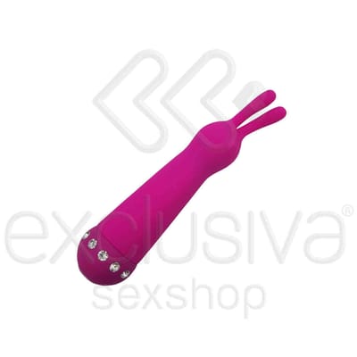 Vibrador em Silicone Soft Touch em Forma de Coelho com 10 Modos de Vibração - Aphrodisia | 14,6 x 2,7 cm