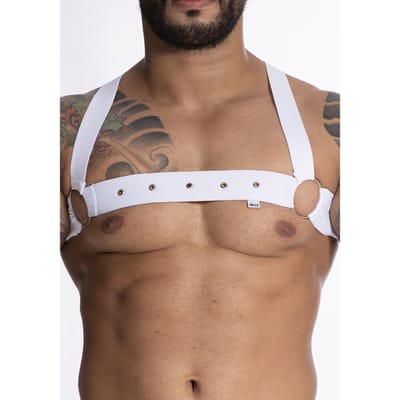 Arreio Harness em Elástico Entrelaçado com Argolas e Ilhós - Steves Designer | Disponível em 3 Cores