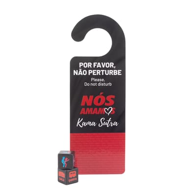 Aviso de Porta e Par de Dados "Nós Amamos Kama Sutra" Hétero - Diversão ao Cubo