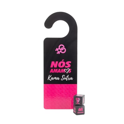 Aviso de Porta e Par de Dados "Nós Amamos Kama Sutra" Lésbico - Diversão ao Cubo