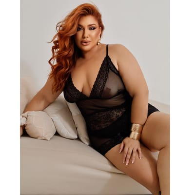 Baby Doll em Renda e Tule com Calcinha - Exclusiva Lingerie | Tamanho Plus Size