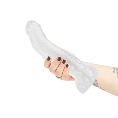 Prótese Peniana Realística Monster Transparente com Escroto, Glande Definida e Veias Salientes - Big Erotic Toys | 22 x 5,5 cm