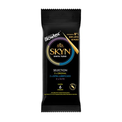 Preservativo Íntimo 3 em 1 (Original, Extra Lubrificado e Elite) - Blowtex Skin Selection | 6 Unidades