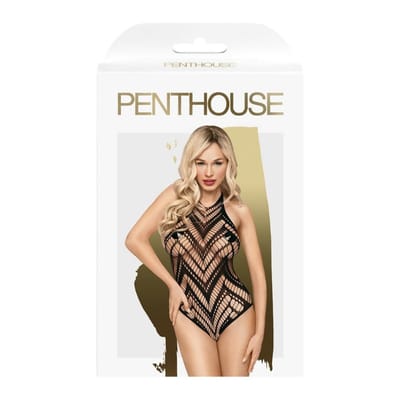 Bodystocking com Malha Fina e Detalhes em Renda - PentHouse Go Hotter | Tamanho Único