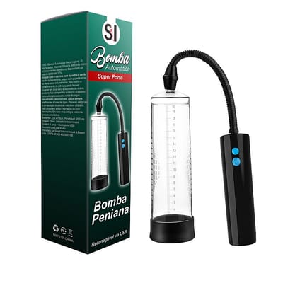 Bomba Peniana Automática Recarregável com 3 Modos de Sucção - SI Bomba Automática Super Forte | 20 x 6,2 cm