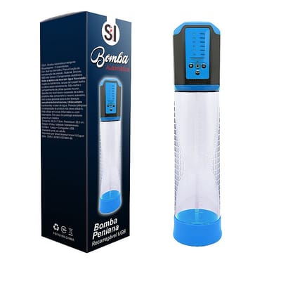 Bomba Peniana Automática Recarregável com Vibração e 5 Modos de Intensidade - Sexy Import | 20 x 5,9 cm | Disponível em 2 Cores