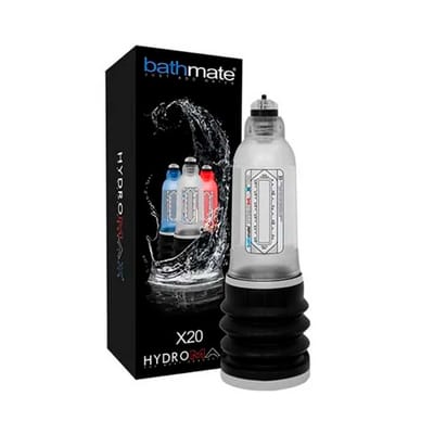 Bomba Peniana Manual para Uso no Chuveiro ou na Banheira - BathMate HydroMax X20 | 14 x 4,5 cm | Cor: Transparente
