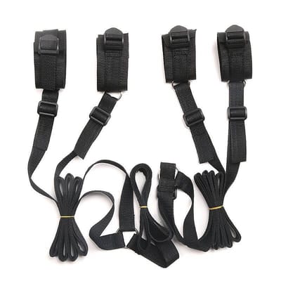 Kit com Tornozeleiras e Algemas em Nylon para Cama - Bondage Kits