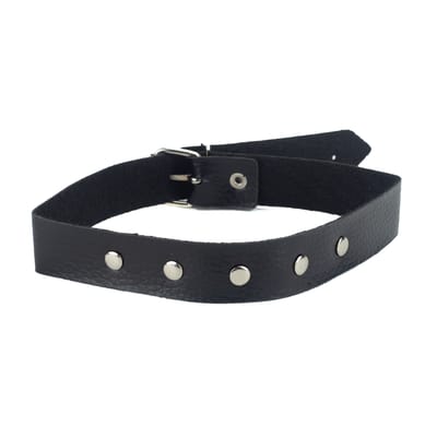 Choker em Couro Sintético com Detalhes e Fivela Ajustável - Brasil Fetiche