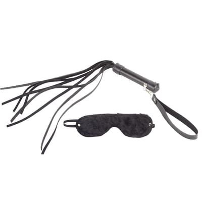Kit Luxo com Chicote e Venda em Pelúcia - Brasil Fetiche | Cor: Preto