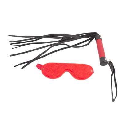 Kit Luxo com Chicote e Venda em Pelúcia - Brasil Fetiche | Cor: Vermelho