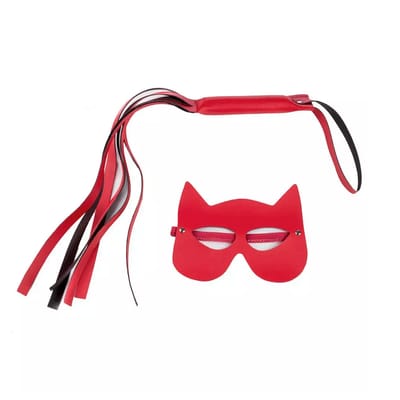 Kit Mulher Gato com Chicote Reforçado e Máscara - Brasil Fetiche | Disponível em 4 Cores