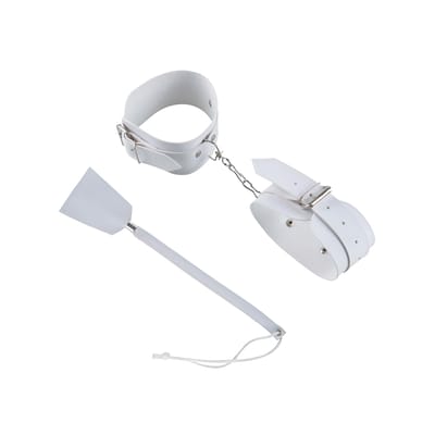 Kit Sensual com Algemas e Chibata em Couro Sintético - Brasil Fetiche | Disponível em 6 Cores