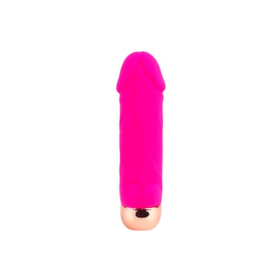 Bullet em Formato de Mini Pênis com Glande e Escroto em Silicone com 10 Modos de Vibrações e Recarregável - Adão & Eva | 7,3 x 2,4 cm