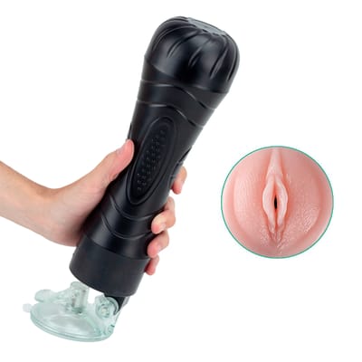 Masturbador Lanterna em TPR com Forma de Vagina, Vibração Multivelocidade e Ventosa - YouVibe Bussy Vibration Ultra Simulation |  15 x 3 cm
