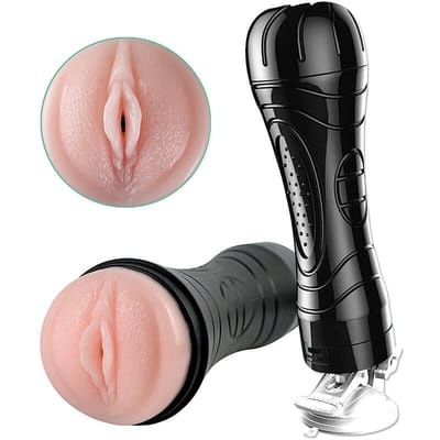 Masturbador Lanterna em TPR com Forma de Vagina, Vibração Multivelocidade e Ventosa - YouVibe Bussy Vibration Ultra Simulation |  15 x 3 cm