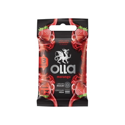 Preservativo com Sabor de Morango - 52 mm - Olla | 3 Unidades