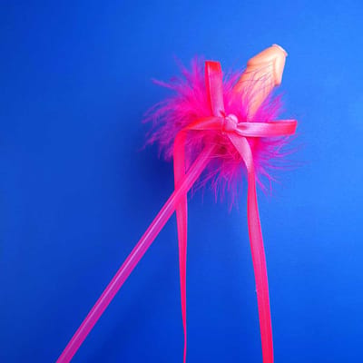 Canudo Varinha Mágica com Pluma, Laço e Mini Pênis Decorativo - FestaChic