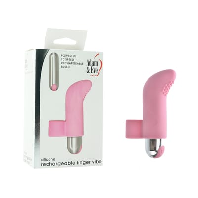 Capa de Dedo em Silicone com Cerdas Massageadoras, Cápsula Vibratória Recarregável e 10 Modos de Vibração - Adam & Eve Silicone Rechargeable Finger Vibe | 4,4 x 2,4 cm