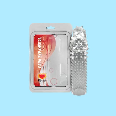Capa Peniana Expansora em Silicone Transparente com Cerdas Estimuladoras e Preenchimento Interno - Sexy Fantasy | 12 x 2,7 cm