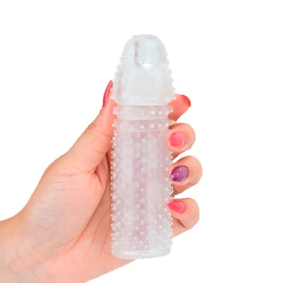 Capa Peniana em Silicone com Preenchimento na Glande e Nódulos Estimuladores - YouVibe Feel Me | 12 x 3 cm