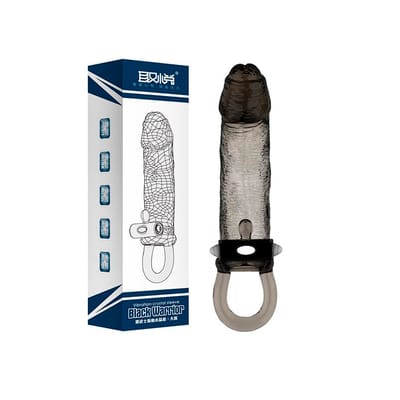 Capa Peniana com Glande Preenchível Preto Fumê e Capsula Vibratória - Penis Extender Black | 11 x 3,2 cm
