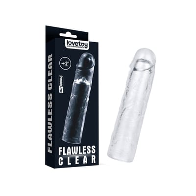 Capa Peniana Realística em Jelly Transparente com Preenchimento Interno - Lovetoy Flawless Clear +2 | 18 x 3,7 cm