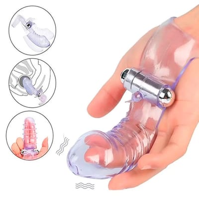 Dedeira em Silicone com Texturas Anelares e Capsula Vibratória - 14 x 4,4 cm