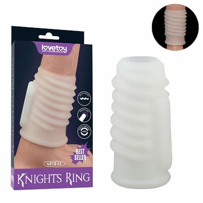 Capa Peniana Vazada em TPE com Textura em Espiral e Vibração - Lovetoy Knights Ring Spiral | 9,3 x 3,2 cm