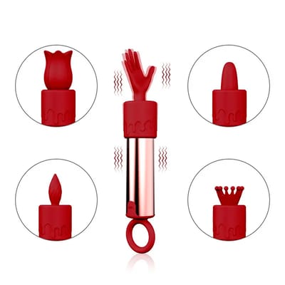 Cápsula em ABS com 10 Modos de Vibração e 5 Capas Estimuladoras em Silicone - Adão & Eva | 8,8 x 2,2 cm