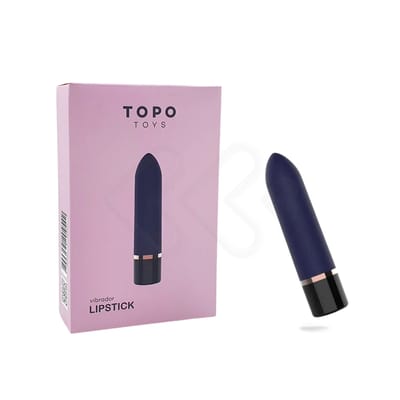 Cápsula Vibratória Recarregável com 10 Modos de Vibração - Topo Toys Lipstick | 7,4 x 2,2 cm