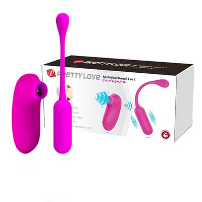 Cápsula Vibratória com 12 Modos de Vibração e Estimulador de Clitóris com 4 Níveis de Pulsação, Recarregáveis - Pretty Love Curupira