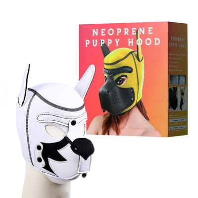 Capuz Sado em Neoprene com Formato de Cachorro, Orelhas Articuláveis e Focinho Removível - Puppy Hood | Tamanho Único