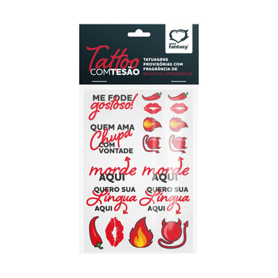 Cartela com Tatuagens Provisórias Sexys - Tattoo com Tesão | 15 x 10 cm