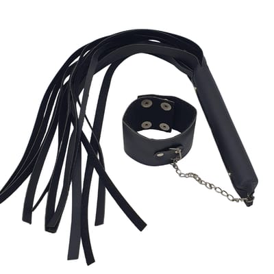 Chicote com Bracelete e Tiras em Couro Sintético - Sexy Fantasy Linha Sado