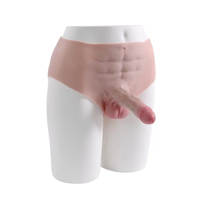 Cinta Estilo Cueca com Detalhe de Gominhos em Silicone com Prótese Peniana Realista e Escroto - SI | 16 x 4 cm