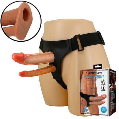 Cinta Peniana com Capa Extensora em PVC, Glande Definida, Veias Salientes e Prótese Peniana - Pretty Love Harness Briefs Keaven