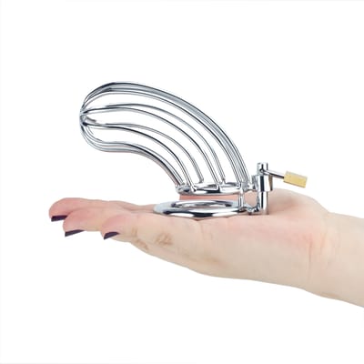 Cinto de Castidade Masculino em Aço com Anel para Escroto e Cadeado - Male Chastity Device | 11,9 x 4,4 cm | Disponível em 2 Cores