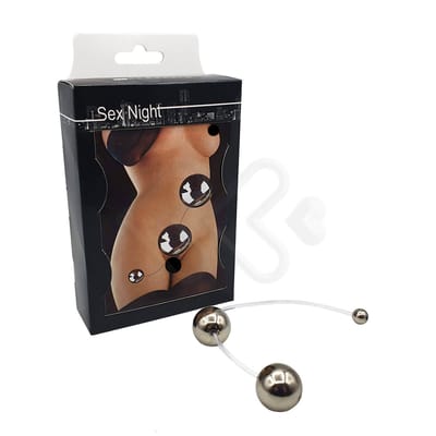 Colar Tailandês com 2 Esferas em Metal Leve - InNamorata Sex Night Anastásia Ball | 2,1 cm