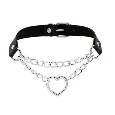 Coleira Bondage com Corrente Metálica e Pingente de Coração - YouVibe | Tamanho Único