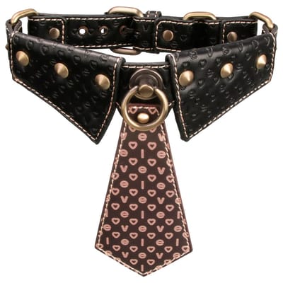 Coleira com Gravata, Detalhes de Rebites e Gui de Corrente - LoveToy Rebellion Reign Collar | Tamanho Único