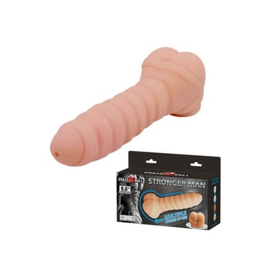 Crazy Bull Stronger Man - Masturbador em Cyberskin Multifunção que Pode ser Usado como Capa Peniana e Bullet com Vibração Única - 21 x 5 cm