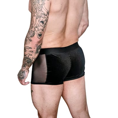 Cueca Boxer em Suplex Canelado com Tule nas Laterais - Exclusiva Lingerie | Tamanho Único