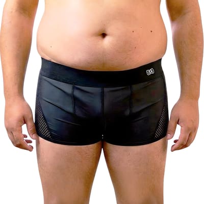 Cueca Boxer em Cirrê com Recortes em Arrastão nas Laterais - Exclusiva Lingerie | Tamanho Plus Size