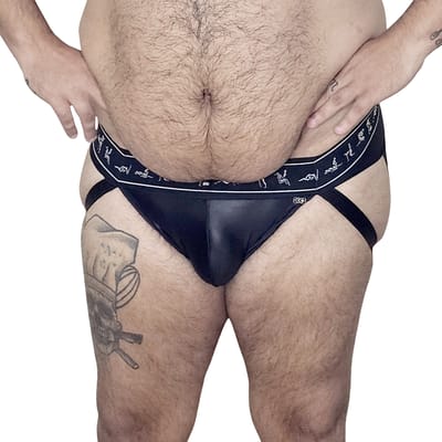 Cueca JockStrap em Cirrê e Faixa Elástica Dupla com Desenho KamaSutra - Exclusiva Lingerie | Tamanho Plus Size