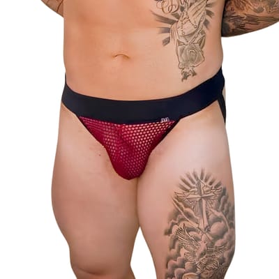 Cueca JockStrap em Arrastão com Detalhe de Argola Metal Traseira - Exclusiva Lingerie | Tamanho Único | Disponível em 2 Cores